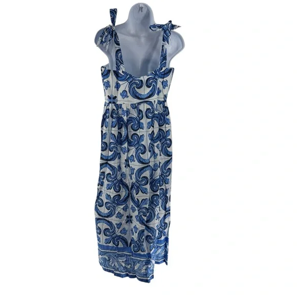 Tuckernuck Blue and White Printed Tie-Shoulder Maxi Dress - Picture 6 of 9